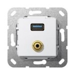 USB 3.0 typ A i bagnet mini 3.5mm Gira System 55