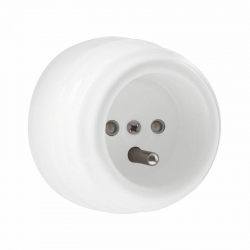 Premiumlux OLDLINE Gniazdo z uziemieniem białe ceramiczne natynkowe
