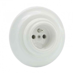 Premiumlux OLDLINE Gniazdo z ramką z uziemieniem ceramiczne podtynkowe białe