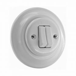 Premiumlux OLDLINE łącznik podwójny świecznikowy biały ceramiczny podtynkowy klawiszowy