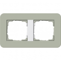 Gira E3 Ramka podwójna szarozielona - biały połysk Soft Touch 0212415