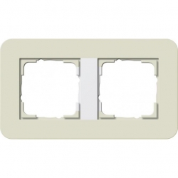 Gira E3 Ramka podwójna piaskowy - biały połysk Soft Touch 0212417