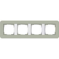 Gira E3 Ramka poczwórna szarozielona - biały połysk Soft Touch 0214415