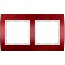 HAGER POLO Berker B.3 Ramka podwójna aluminium czerwony/biały 10123022