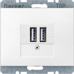 HAGER POLO Berker K.1 Gniazdo ładowania USB biały połysk 260209+10357009