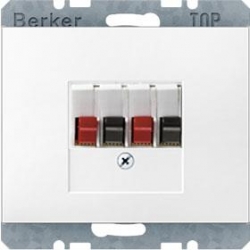 HAGER POLO Berker K.1 Gniazdo głośnikowe podwójne białe 457309+10357009