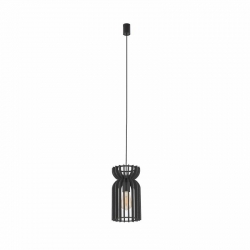 Nowodvorski lampa wisząca KYMI B E27 x 1 Sklejka Stal lakierowana Czarny ~220-230 V MAX: 60W