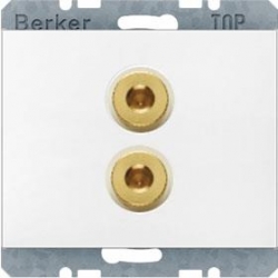 HAGER POLO Berker K.1 Gniazdo głośnik. HIGH END biały połysk 450502+11847009
