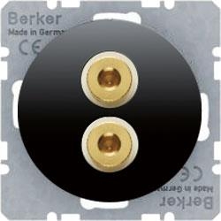 HAGER POLO Berker R.1/R.3 głośnikowe gniazdo High End czarny 450502+11962045