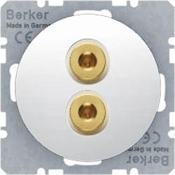 HAGER POLO Berker R.1/R.3 głośnikowe gniazdo High End białe 450502+11962089