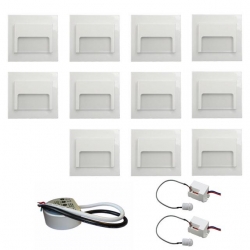 Zest 11 x oprawa schodowa ontario biała zimna + zasilacz 20W 12V DC+ 2 czujniki 230V