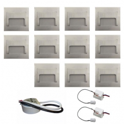 Zest 11 x oprawa schodowa ontario satyna ciepła + zasilacz 20W 12V DC+ 2 czujniki 230V