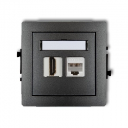 Karlik DECO gniazdo pojedyncze HDMI + gniazdo komp. poj. 1xRJ45, kat. 5e, 8-stykowy grafitowy PODTYNKOWY bez ramki IP 20 11DGHK