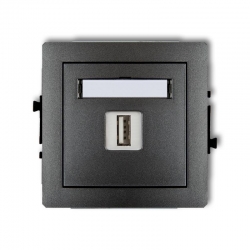 Karlik DECO gniazdo pojedyncze USB-AA 2.0 grafitowy PODTYNKOWY bez ramki IP 20 11DGUSB-1