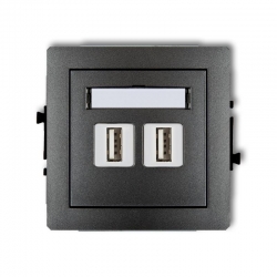 Karlik DECO gniazdo podwójne 2xUSB-AA 2.0 grafitowy PODTYNKOWY bez ramki IP 20 11DGUSB-2