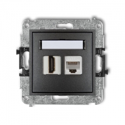 Karlik MINI Gniazdo HDMI + gniazdo komputerowe kat. 5e grafitowy 11MGHK