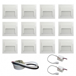 Zest 12 x oprawa schodowa ontario biała ciepła +zasilacz 20W 12V DC+ 2 czujniki 12V DC