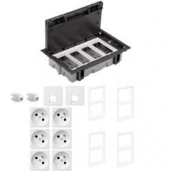 KONTAKT SIMON FLOOR BOX puszka podłogowa 6x gniazdo pojedyncze z/u + 2x gniazdo RJ45 kat. 6 nieekranowane do podłóg technicznych ( podniesionych )