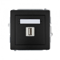 Karlik DECO ładowarka pojedyncza USB 5V, 1A czarny mat PODTYNKOWY bez ramki IP 20, 230V~ 12DCUSB-1