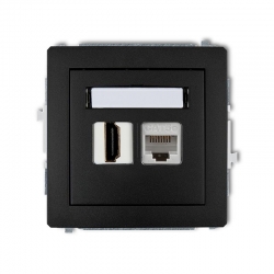 Karlik DECO gniazdo pojedyncze HDMI + gniazdo komp. poj. 1xRJ45, kat. 5e, 8-stykowy czarny mat PODTYNKOWY bez ramki IP 20 12DGHK