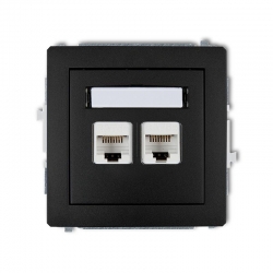 Karlik DECO gniazdo komputerowe podwójne 2xRJ45, kat. 5e, 8-stykowy czarny mat PODTYNKOWY bez ramki IP 20 12DGK-2