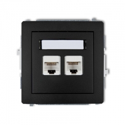 Karlik DECO gniazdo komputerowe podwójne 2xRJ45, kat. 6, 8-stykowy czarny mat PODTYNKOWY bez ramki IP 20 12DGK-4
