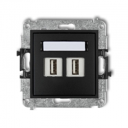 Karlik MINI Gniazdo podwójne 2xUSB-AA 2.0 czarny mat 12MGUSB-2