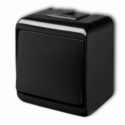 Karlik JUNIOR Łącznik jednobiegunowy czarny HERMETYCZNY  IP 54, 10AX 250V~ 12WHE-1