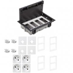KONTAKT SIMON FLOOR BOX puszka podłogowa 4x gniazdo pojedyncze z/u + 4x gniazdo RJ45 kat. 6 nieekranowane do podłóg technicznych ( podniesionych )