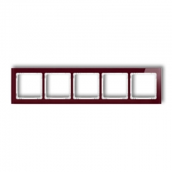 Karlik DECO Ramka uniwersalna 5-krotna - efekt szkła ramka bordowa spód biały bordowy PODTYNKOWY  IP 20 14-0-DRS-5