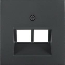 HAGER POLO Berker B.kwadrat B3/B7 Płytka czołowa gniazda 2xRJ45 i 2xRJ11 antracyt mat 14091606