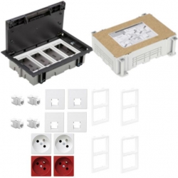 KONTAKT SIMON FLOOR BOX puszka podłogowa 2x gniazdo pojedyncze z/u + 2x DATA + 4x gniazdo RJ45 kat. 6 nieekranowany + kaseta do wylewki