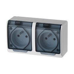 ELEKTRO-PLAST NASIELSK Hermes 0322-01 Gniazdo hermetyczne podwójne z/u 16A IP44 z klapką dymną