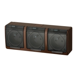 ELEKTRO-PLAST NASIELSK Hermes 0323-05 Gniazdo hermetyczne potrójne z/u 16A IP44 brązowo dymne