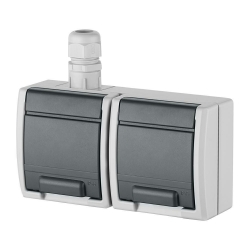 ELEKTRO-PLAST NASIELSK AQUANT 1242-10 Gniazdo hermetyczne podwójne z/u 16A IP55 szare GNT