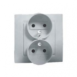 KONTAKT-SIMON Simon15 Gniazdo podwójne z/u 16A kompletne aluminium 1591456-026