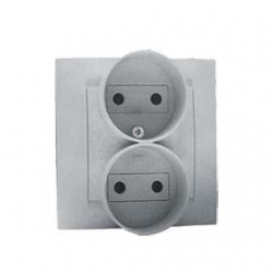 KONTAKT-SIMON Simon15 Gniazdo podwójne b/u 16A IP20 aluminium met. 1591457-026