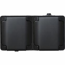KOS-ELEKTRO SYSTEM BRYZA Gniazdo hermetyczne podwójne z/u 16A IP54 z klapką czarne 180937