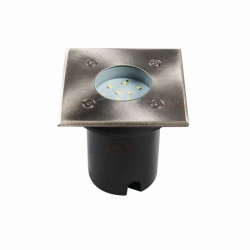 Kanlux oprawa GORDO N 1W CW-L-SR najazdowa, zimna biała, 6500K, 50lm, kwadrat 95x95mm, srebrna, IP67, IK08