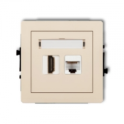 Karlik DECO gniazdo pojedyncze HDMI + gniazdo komp. poj. 1xRJ45, kat. 5e, 8-stykowy beżowy PODTYNKOWY bez ramki IP 20 1DGHK