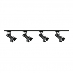 Zestaw 4x lampa MODENA 1F czarna z żarówką led gu10 PHILIPS 5W ciepła biała + szynoprzewód 1m kolor czarny