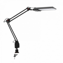 Kanlux lampka biurkowa HERON II LED B neutralna biała, 4000K, max 4,8W, 430lm, czarna, wyłącznik w obudowie, można przytwierdzić do blatu / półki