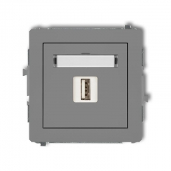 Karlik DECO ładowarka pojedyncza USB 5V, 1A szary mat PODTYNKOWY bez ramki IP 20, 230V~ 27DCUSB-1
