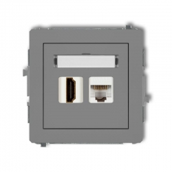 Karlik DECO gniazdo pojedyncze HDMI + gniazdo komp. poj. 1xRJ45, kat. 5e, 8-stykowy szary mat PODTYNKOWY bez ramki IP 20 27DGHK