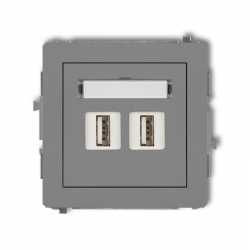 Karlik DECO gniazdo podwójne 2xUSB-AA 2.0 szary mat PODTYNKOWY bez ramki IP 20 27DGUSB-2