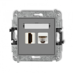 Karlik MINI Gniazdo HDMI + gniazdo komputerowe kat. 5e szary mat 27MGHK