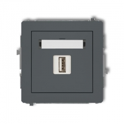 Karlik DECO ładowarka pojedyncza USB 5V, 1A grafitowy mat PODTYNKOWY bez ramki IP 20, 230V~ 28DCUSB-1