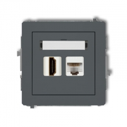 Karlik DECO gniazdo pojedyncze HDMI + gniazdo komp. poj. 1xRJ45, kat. 5e, 8-stykowy grafitowy mat PODTYNKOWY bez ramki IP 20 28DGHK