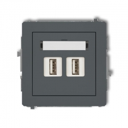 Karlik DECO gniazdo podwójne 2xUSB-AA 2.0 grafitowy mat PODTYNKOWY bez ramki IP 20 28DGUSB-2