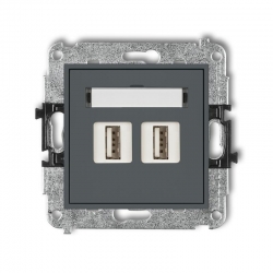 Karlik MINI Gniazdo podwójne 2xUSB-AA 3.0 grafitowy mat 28MGUSB-6